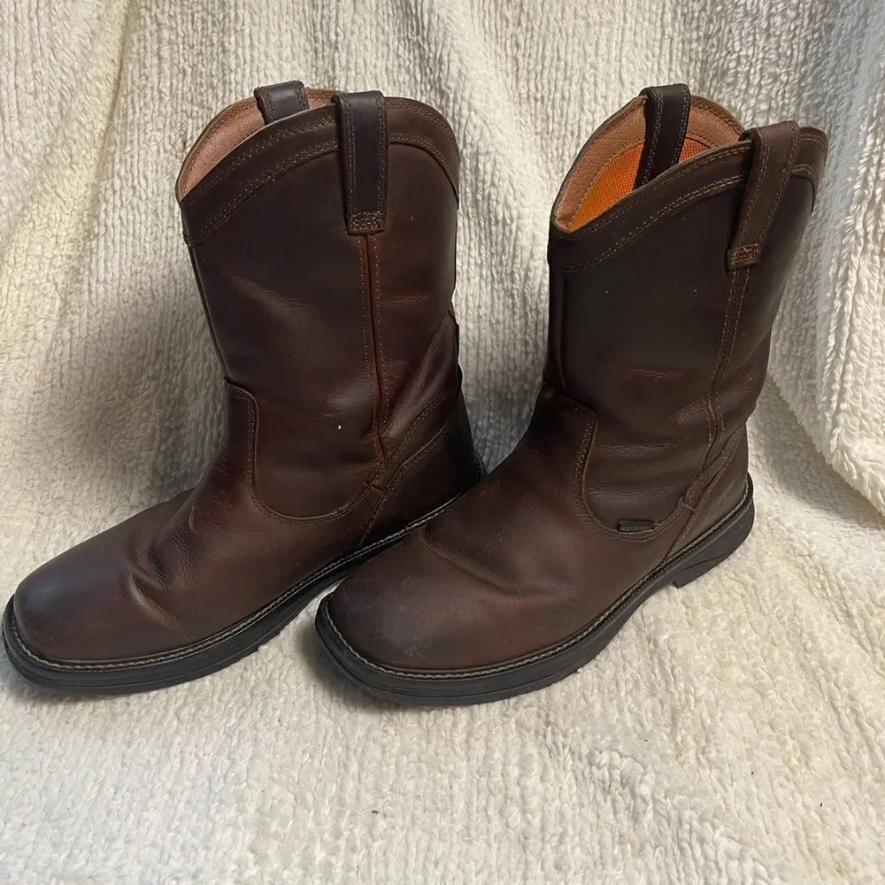 Ridgecut YMF2201 Waterproof Rancher Wellington Cowboy leather brown Boot SZ10.5M
